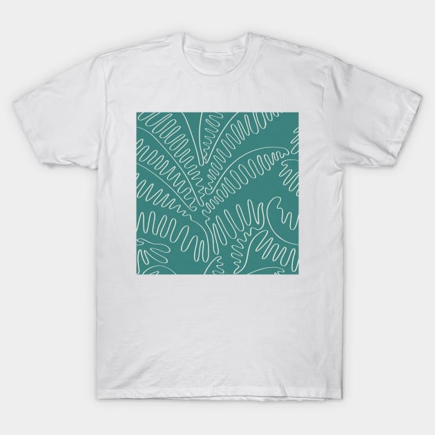 Sage Green Palm Leaves / Line Art T-Shirt by matise